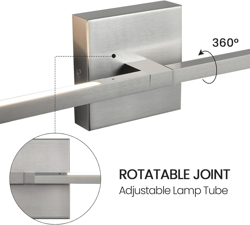Bathroom Vanity Light Fixtures - 30inch Dimmable Brushed Nickel Bathroom Lights Over Mirror 18W LED Vanity Light Bar