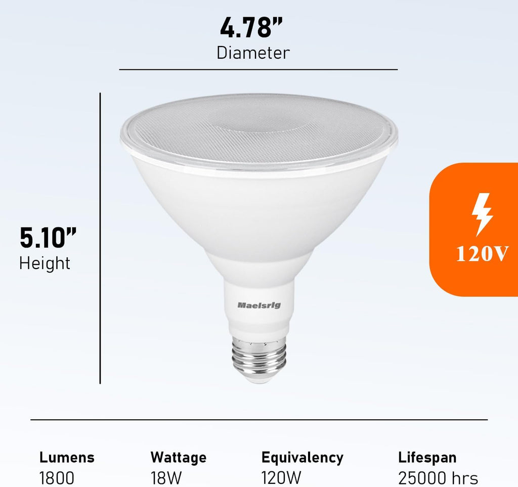 PAR38 LED Flood Light Bulbs Outdoor, 18W (120W Equivalent), Daylight 5000K, Dimmable Weatherproof LED Outdoor Flood