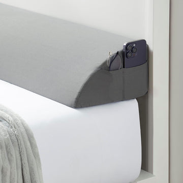 Bed Wedge Pillow for Headboard, Bed Gap Filler Twin with Side Pockets, Headboard Wedge Pillow for Sleeping, Triangle
