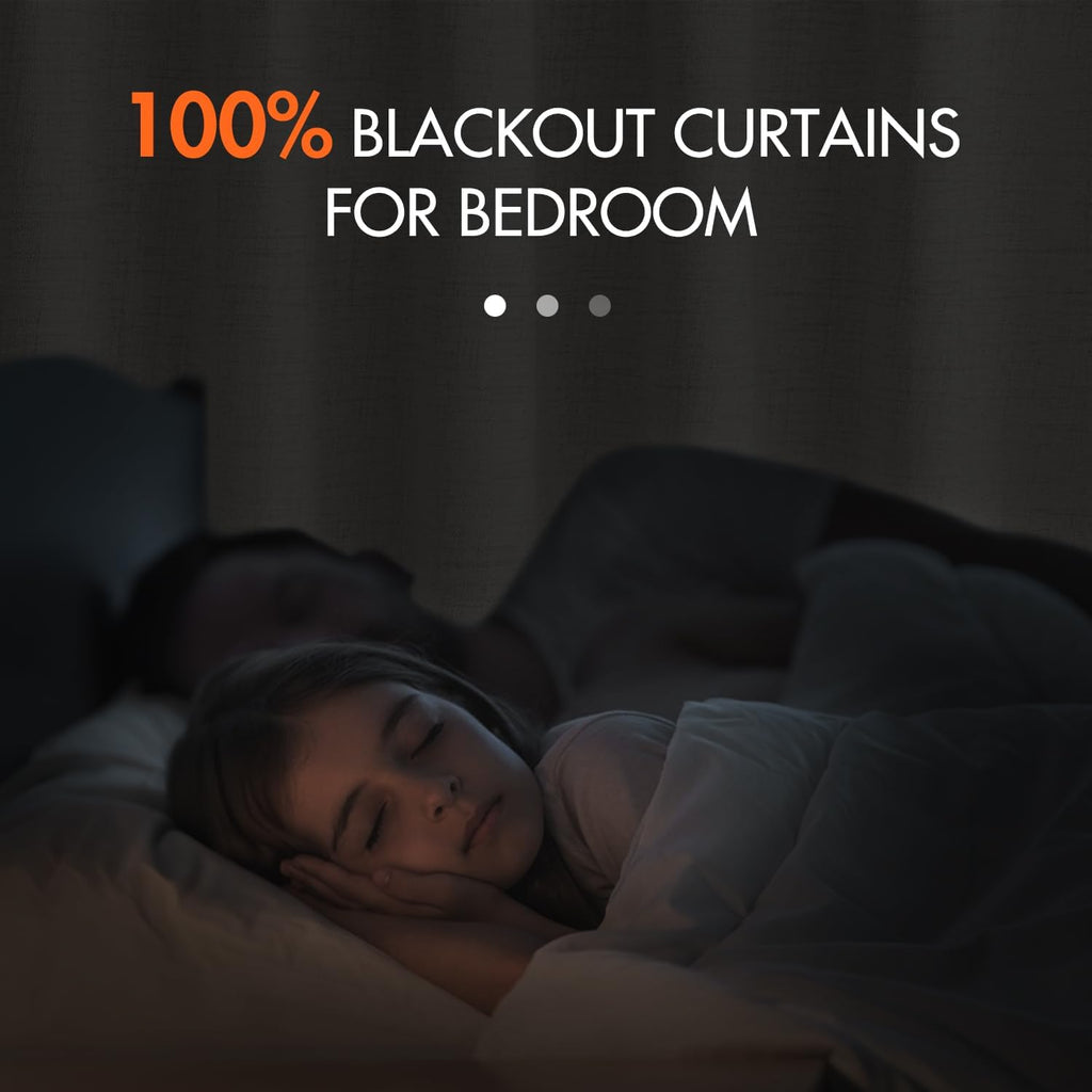 100% Blackout Curtains Linen Curtains & Drapes 2 Panels Set for Bedroom Back Tab Living Room Darkening