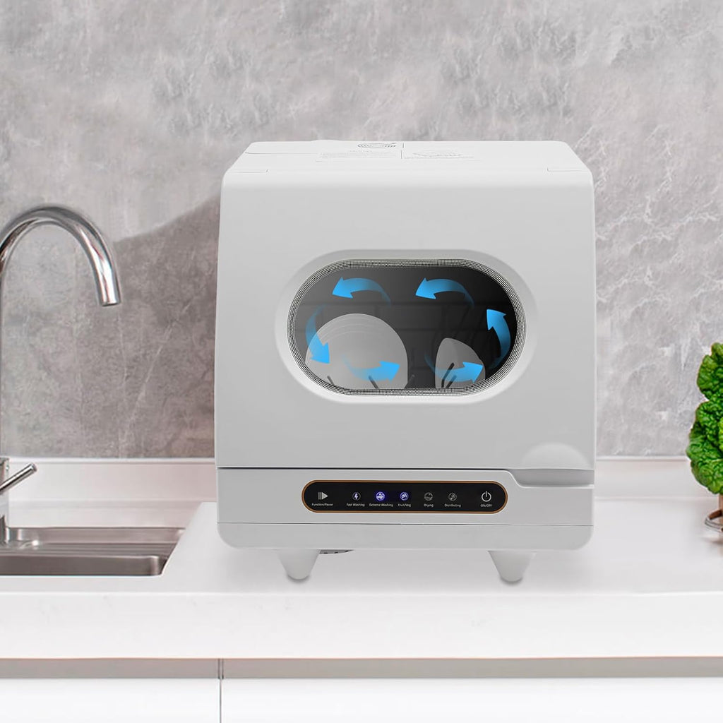 Mini Dishwasher 5 Washing Programs Portable Countertop Dishwasher with Flip-up Lid