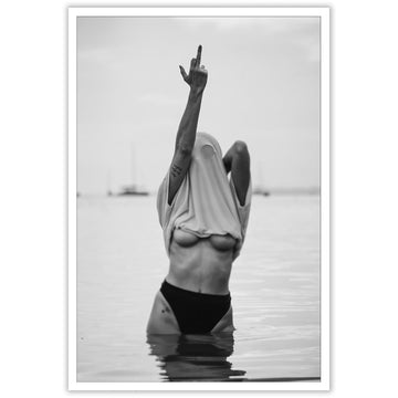 Retro Feminist Middle Finger Posters Black And White Canvas Wall Art Trendy Photography Photo Art Print Sexy woman