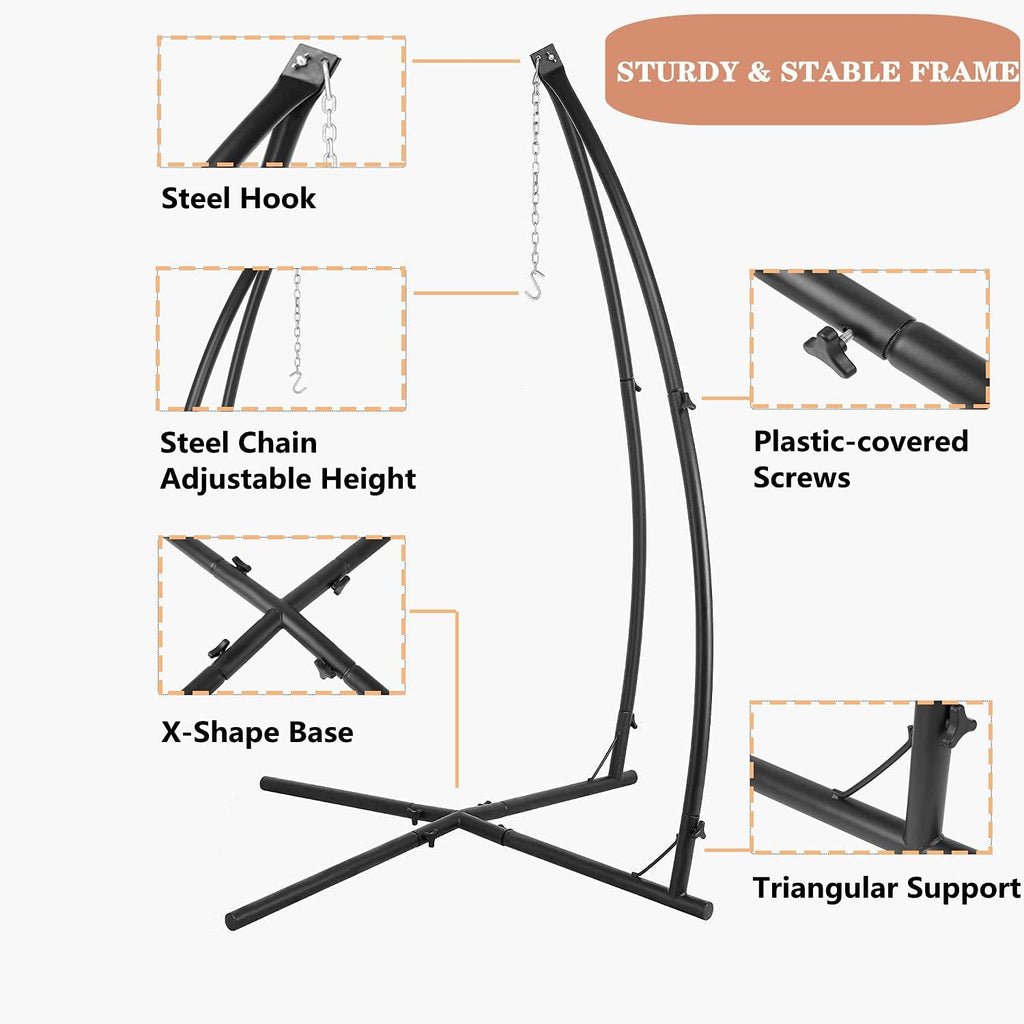 X-Shaped Hanging Tree Tent W/Swing Chair,Hammock Chair W/Stand | Canopy w/Steel Frame, Indoor Outdoor Egg Basket