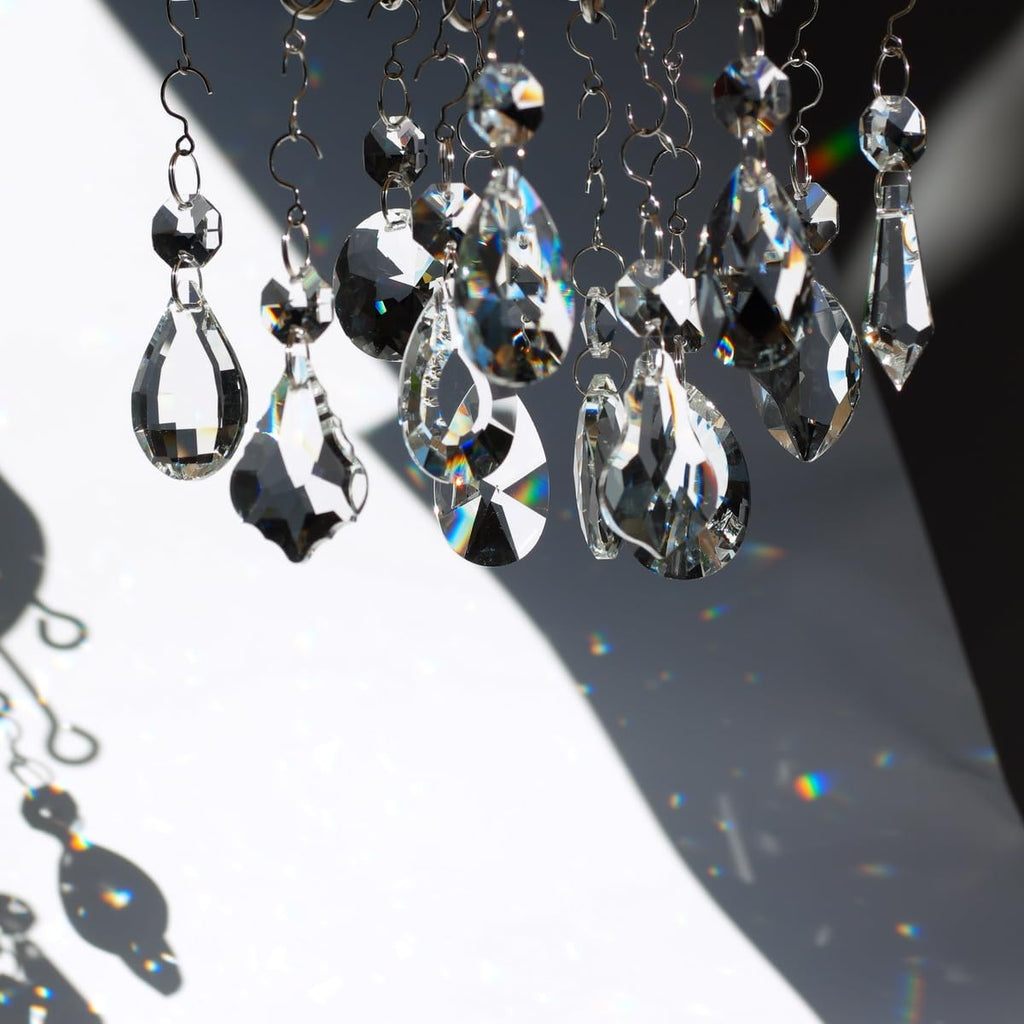 12pcs Glass Crystal Chandelier Prisms, Rainbow Hanging Crystals Suncatcher for Windows