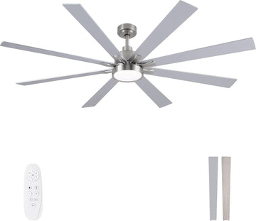 72" Ceiling Fan with LED Light and Remote - Brushed Nickel / Walnut