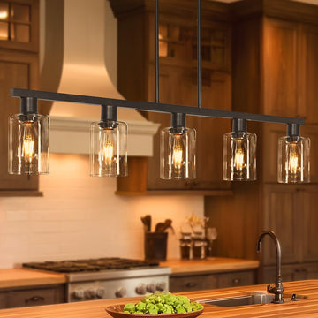 Kitchen Island Light, Black Dining Room Light Fixture Over Table, Farmhouse Linear Pendant Lights Kitchen