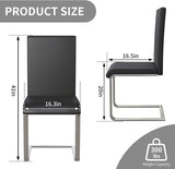 Modern Dining Chairs Set of 4, Faux Leather Dining Room Chairs with Armless Design and Chrome Legs, Space-Saving Kitchen Chairs