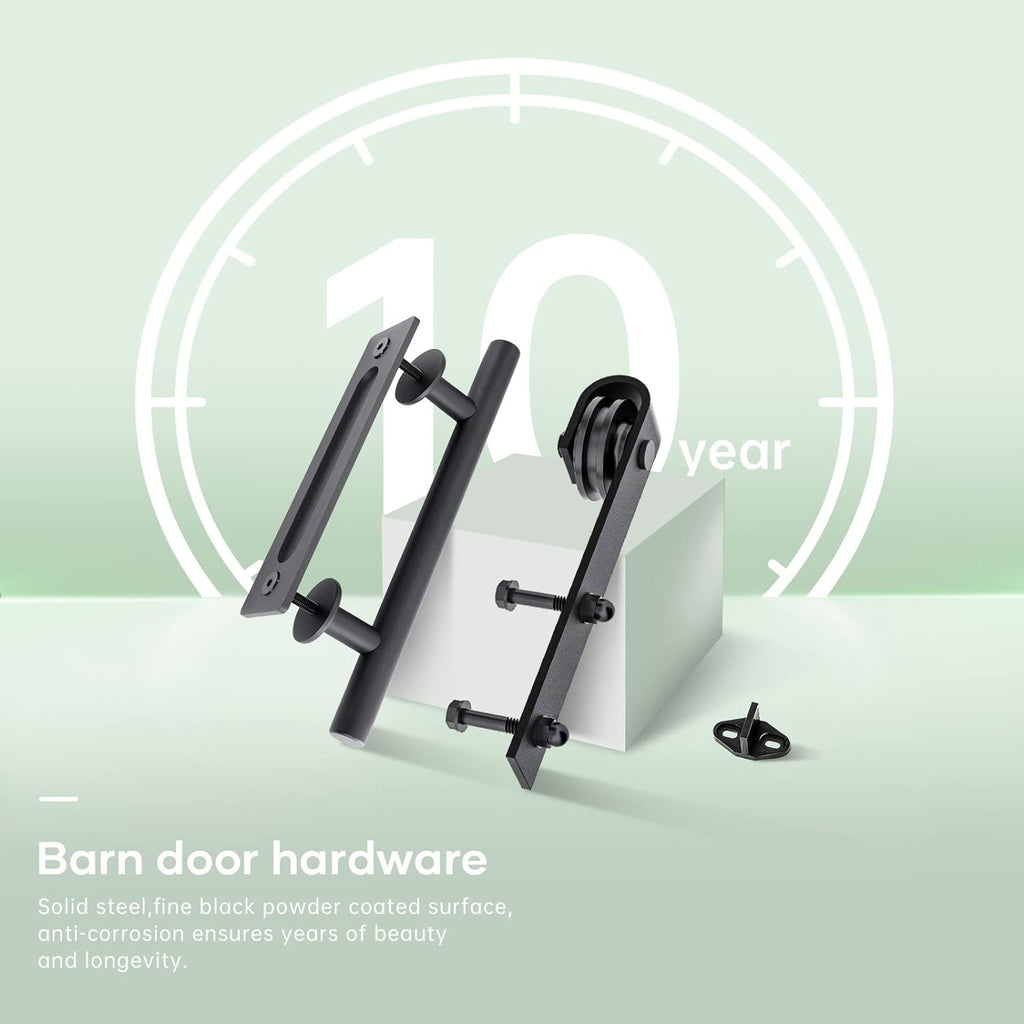 Double 21inx84in White Barn Door and 7FT Sliding Barn Door Hardware Kit Included,Solid,MDF, PVC Surf