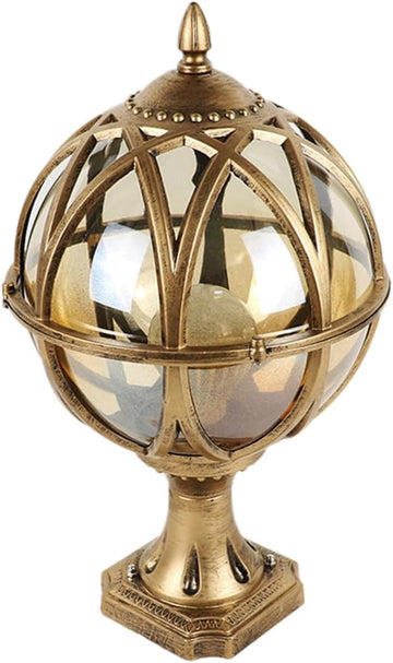 Classic Waterproof Glass Globe Outdoor Lighting for Garden, Patio, and Yard - Aluminum Pillar Light Fixture