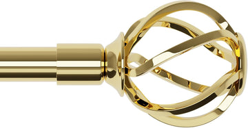 Gold Curtain Rods for Windows 32-50 inch with Twisted Cage Finials, Adjustable Curtain Rod Set with Brackets, Heavy