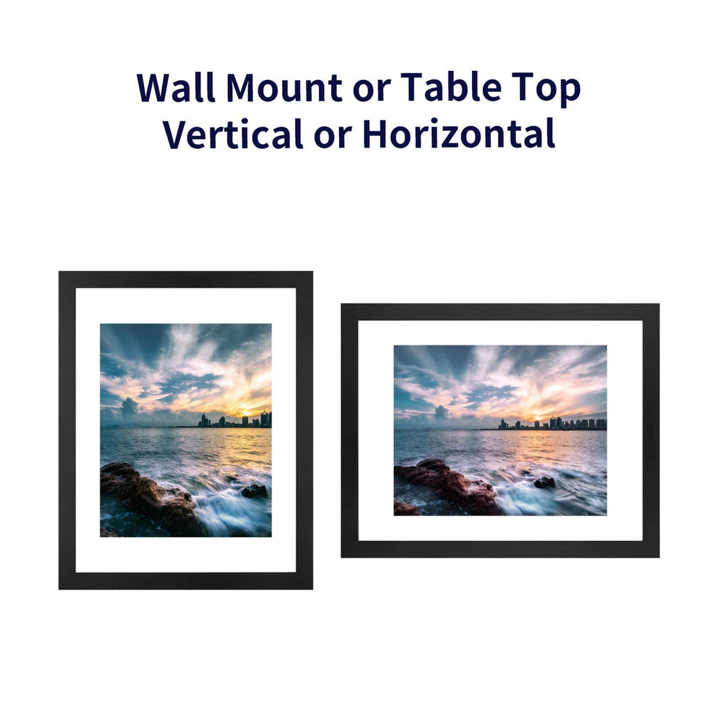 11x14 Floating Frame, Black Wood Double Glass Float Picture Frame