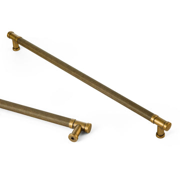 6 Pack Knurled Cabinet Pulls Antique Brass Drawer Pulls, 12.6" c-c Vintage Brass Knurled Dresser Pulls Bar Cabinet