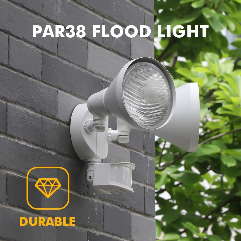 180-Degree 2-Head Motion-Activated Flood Light 300 Watt Halogen Motion Activated Integrated Dual-Head Floodlight