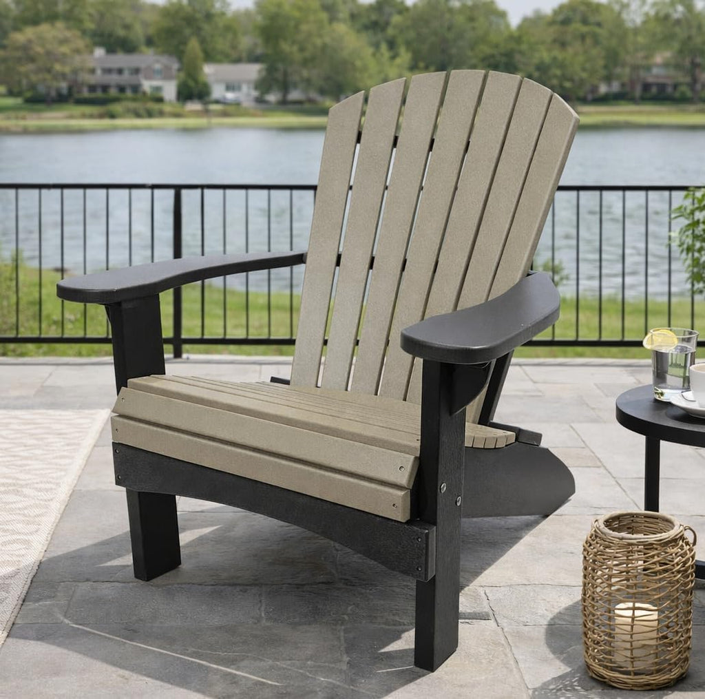 Amish Handmade Poly Adirondack Chair - Maintenance-Free Outdoor Patio Chair - Weatherproof Poly Lumber - Stainless