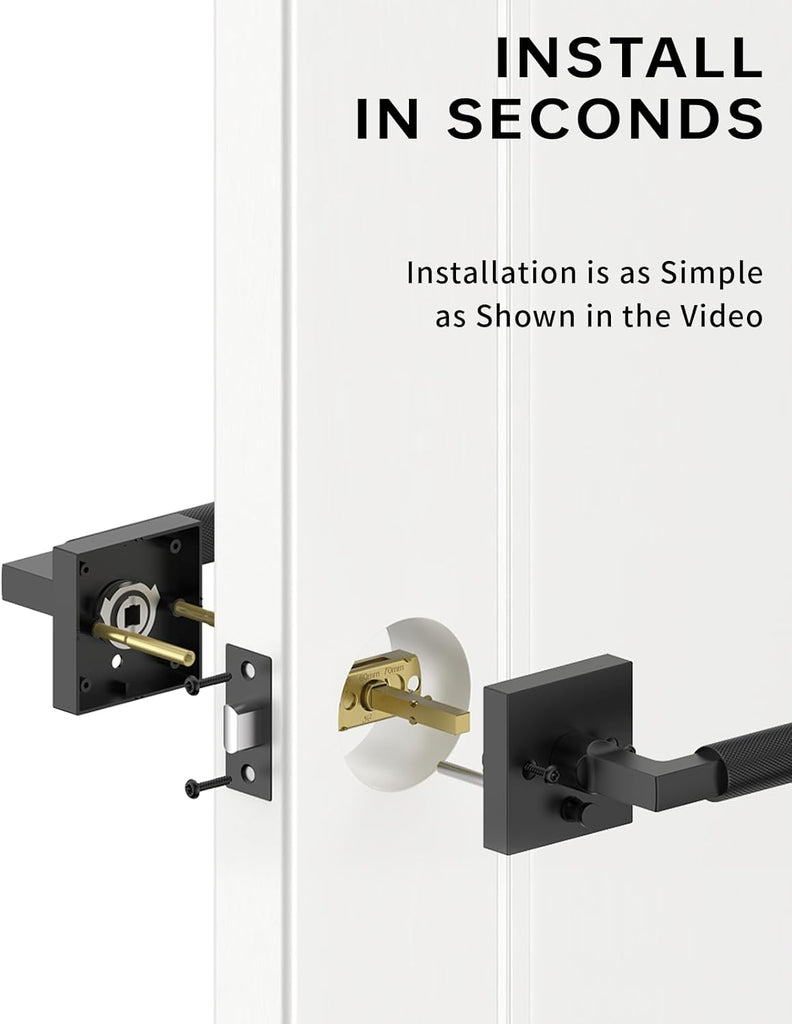 4 Pack Black Privacy Door Handles, Door Lever with Door Knobs Indoor or Bathroom