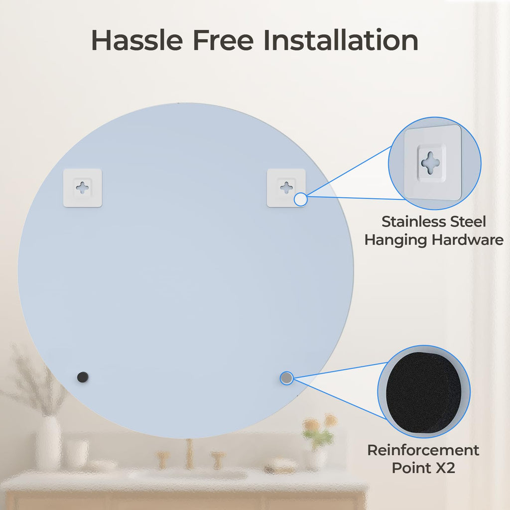Frameless Round Bathroom Mirror 24"
