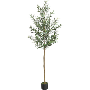 Artifical Tree 6FT Faux Olive Tree Home Decor Fake OliveTree Indoor with Natural Trunk and Lifelike Fruits in a Pot