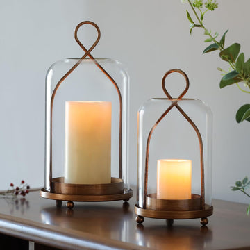 Hurricane Glass Candle Holders, Modern Farmhouse Coffee Table Decorations, Candle Holders for Pillar Candles Set of