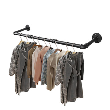 Industrial Pipe Clothes Rack, Heavy Duty Detachable Iron Garment Rack Wall Mounted, Rustic Saving Space Clothes Bar