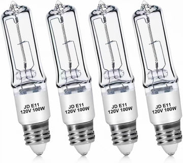 JDE11 100W Halogen Bulb,E11 Mini Base,Dimmable,T4 Bulb,2800K,4-Pack