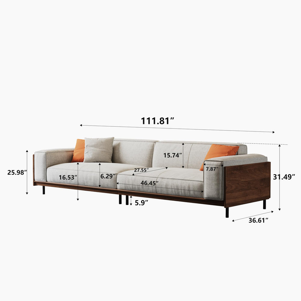 111.8" Modular Cloud Sectional Sofa, Mid-Century Modern Couch