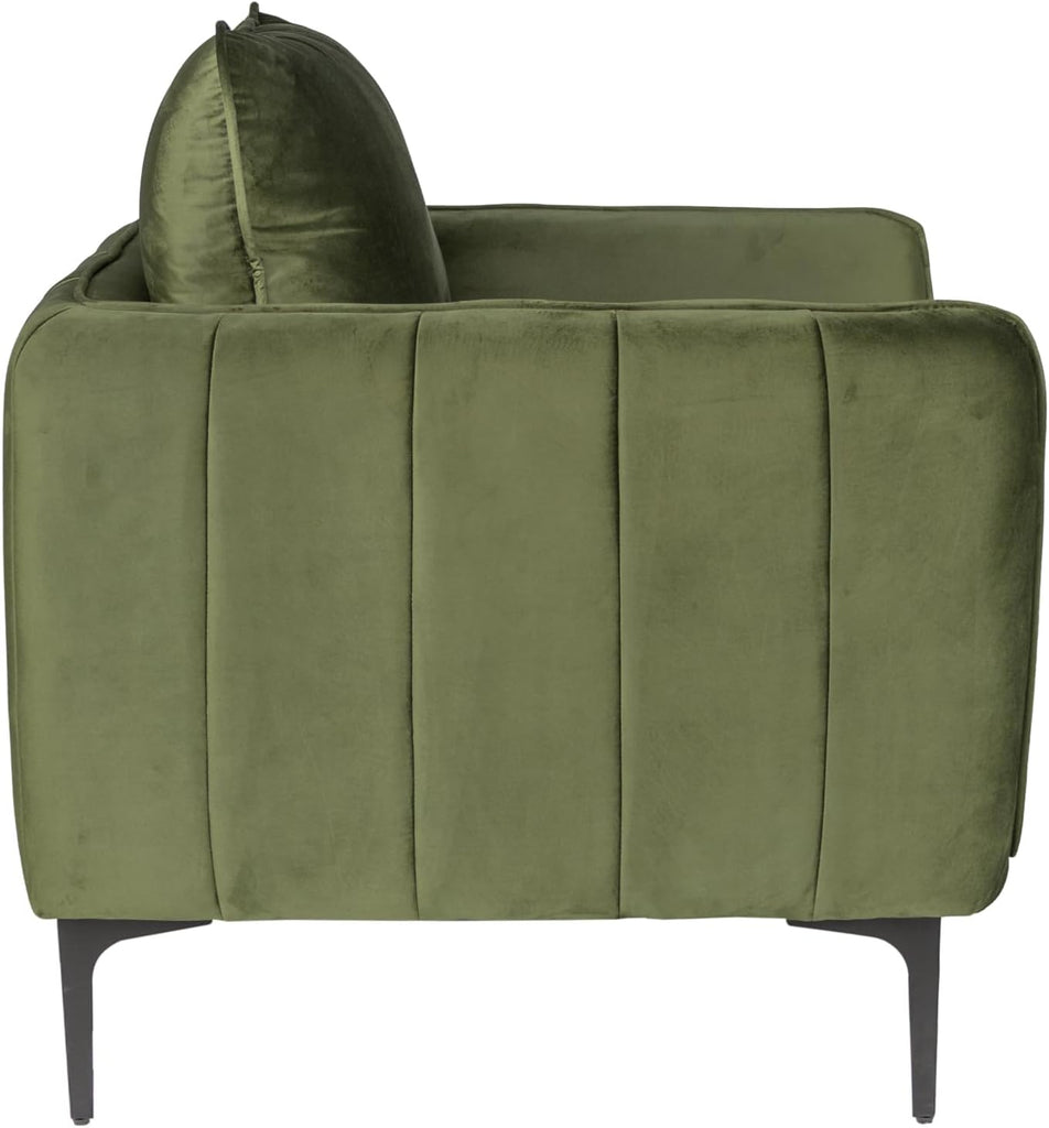 Modern Velvet Upholstered Accent Chair in Dark Green