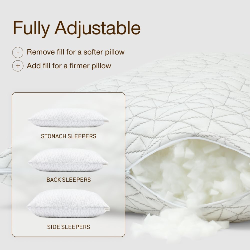 Original Adjustable Pillow, King Bed Pillow for Sleeping, Cross Cut Memory Foam Pillow - Medium Firm Back, Stomach