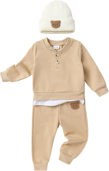 Toddler Fall Outfits Baby Boy Sweatshirt Top Sweatpants Set