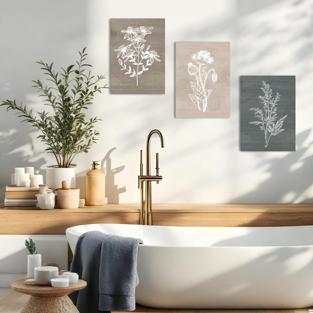 Neutral Botanical Plant Canvas 6 Pieces Wall Art Rustic Wall Decor Farmhouse Wall Paintings Botanical Prints Simple