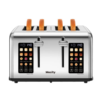4 Slice Toaster with Touch Screen Control, 4 Wide Slots, Stainless Steel Smart Bread Toaster for Bagels, Muffins