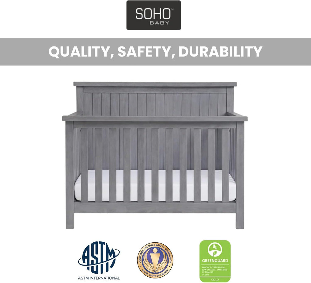 Everlee 4-in-1 Convertible Crib, Graystone