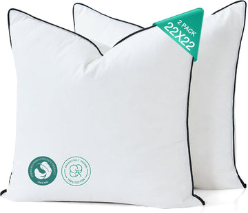 Goose Feather Down Throw Pillow Inserts 22x22 Inch - Set of 2