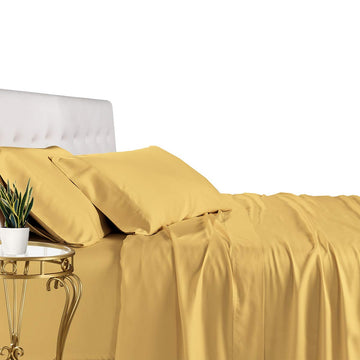 Viscose from Bamboo Split-California-King Cooling Sheet Set, Gold