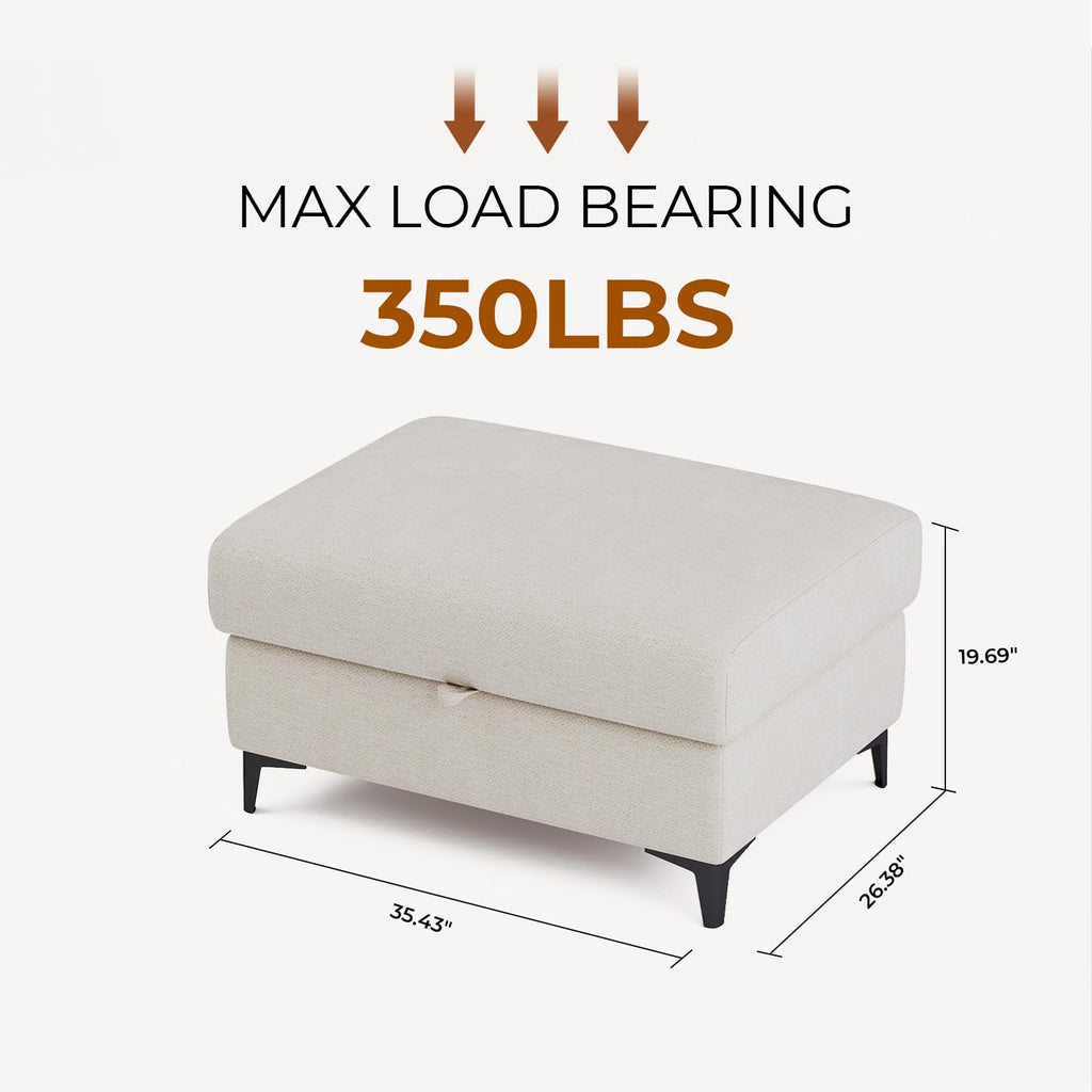 35" Large Storage Ottoman (Beige)