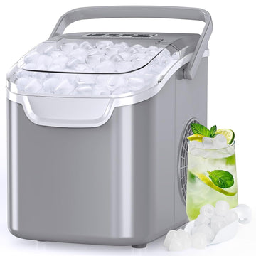 Countertop Ice Maker Portable Ice Machine with Handle,Self-Cleaning Ice Makers, 26Lbs/24H, 8 Ice Cubes Ready in 6
