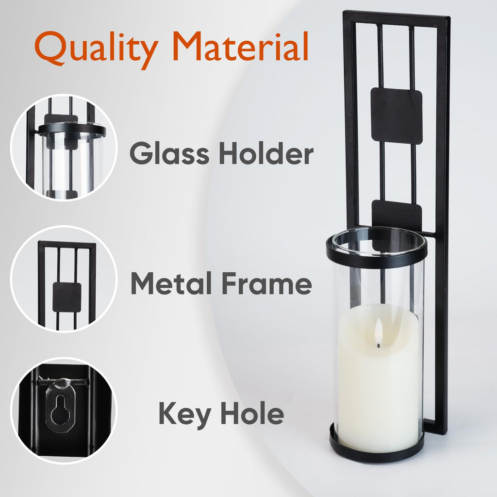 Black 2 Pack Wall Sconce Candle Holder, Rustic Metal Decor