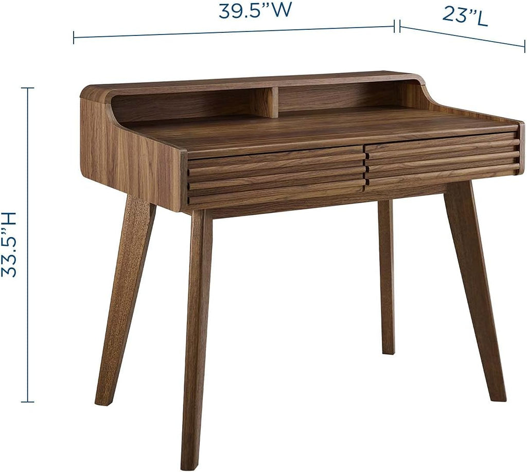 Render Mid-Century Modern Writing Desk in Walnut