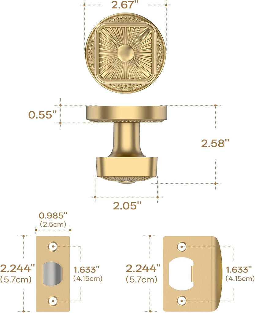 4 Pack Champagne Bronze Door Knobs Privacy Interior Door Knob with Lock,Door Knob AM0024