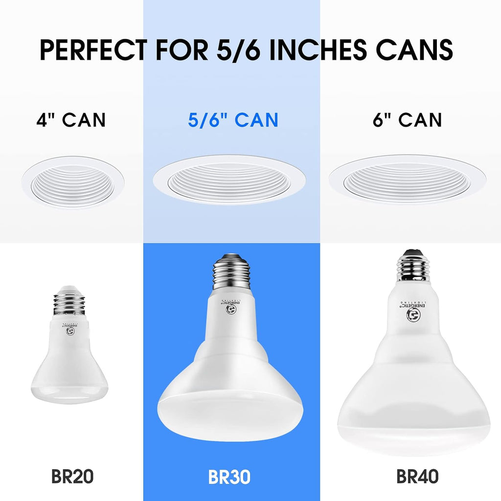 4 Pack LED Recessed Light Bulbs BR30, 1100 Lumens, 85W Equivalent, Dimmable, Daylight 5000K, Indoor Flood Lights for