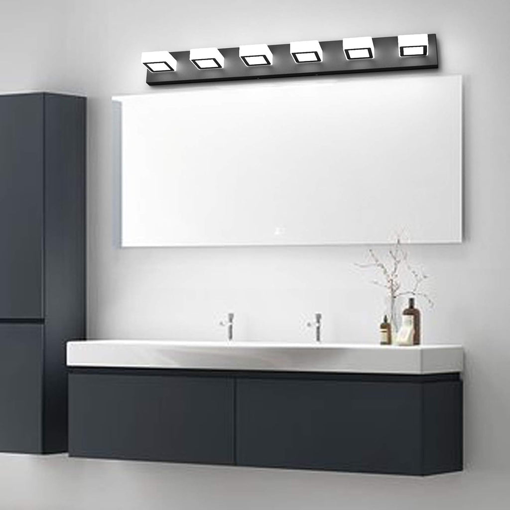Modern Black Vanity Lights Fixtures 6 Lights Acrylic Modern LED Matte Black Vanity Lights