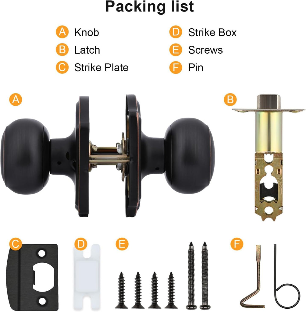 Oil Rubbed Bronze Closet Door Knobs, Passage Door Knobs Interior
