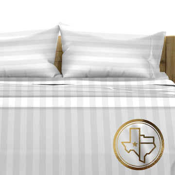 1500 Series Egyptian Cotton Sheets King Size, White Stripe