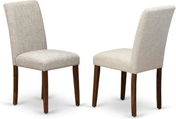 Abbott Classic Parson Chairs - Doeskin Linen Fabric Padded Dining Chairs, Set of 2, Natural