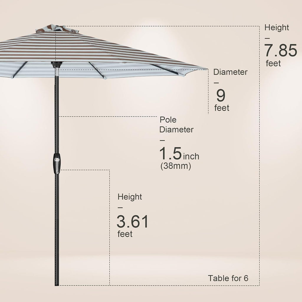Patio Market Outdoor Table Umbrella with Auto Tilt and Crank