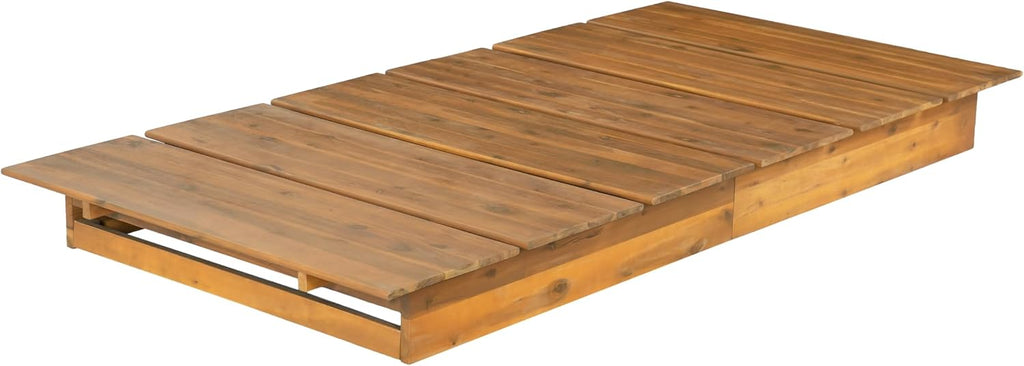 Acacia Wood Chaise Lounge, Wide Outdoor Sun Lounger, Teak Finish