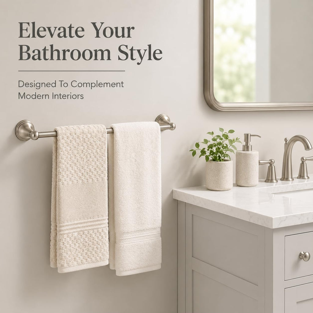 4-Piece Towel Bar Set, 24 Inch Towel Racks Wall Mounted in Brushed Nickel, SUS304 Stainless Steel Complete Bathroom