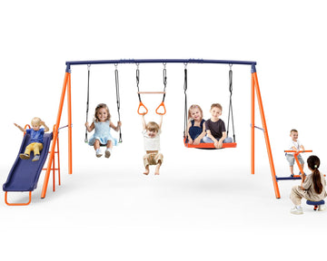 Swing Sets for Backyard with Slide - 700 lb Metal Outdoor Playset
