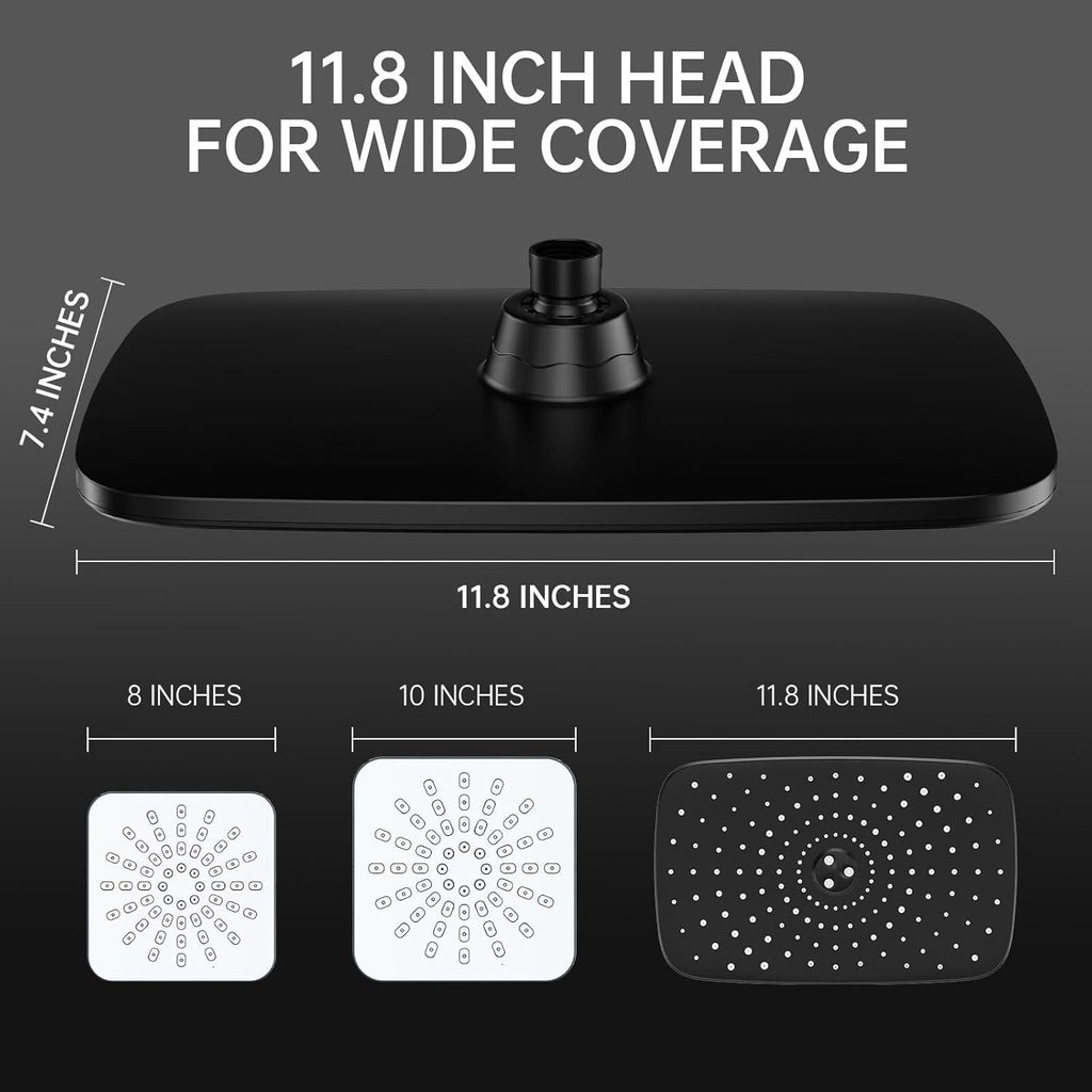 11.8 Inch Rain Shower Head with Handheld- High Pressure Dual Shower Heads with 5 Modes Handheld Spray Combo- Wide