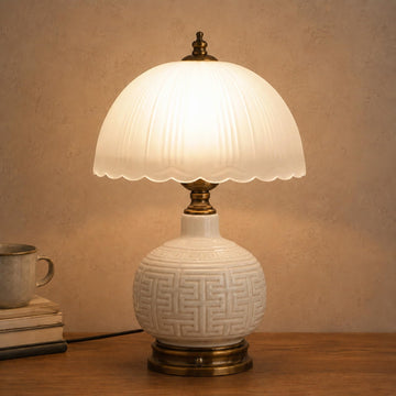 16" Vintage White Ceramic Table Lamp