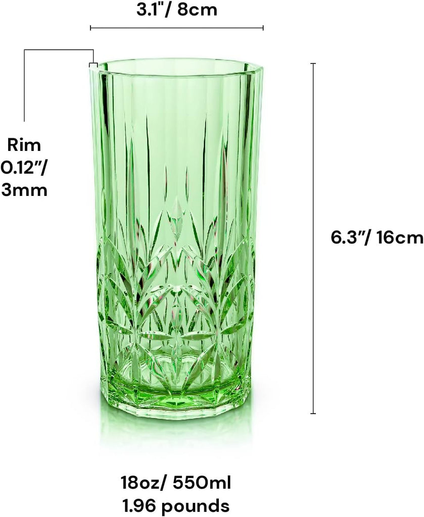 Shatterproof Tritan Tall Tumbler, Set of 4, 18oz - Myrtle Beach Drinking Glasses - Unbreakable Plastic Drinking